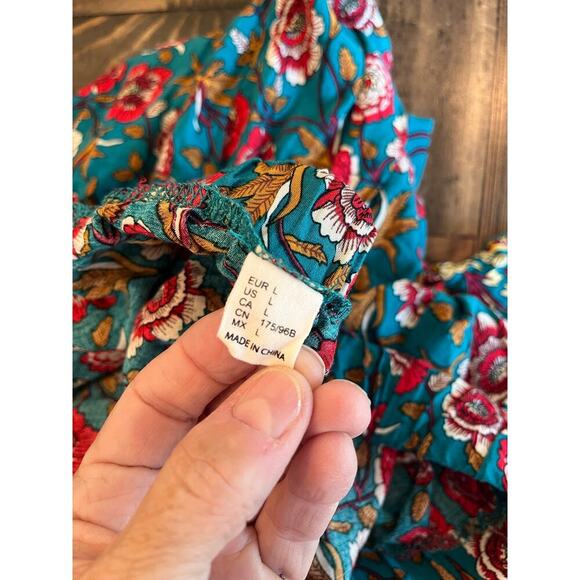 Boho Western Cottage Floral Tiered Broom Skirt Women Large Light Southwestern - Picture 2 of 6